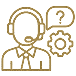 Customer support representative with headset