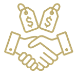 Handshake with price tags above